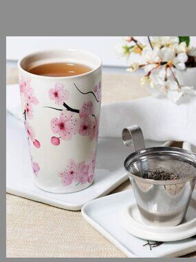 NWT Tea Forte Kati Hanami 12 oz Infuser and Tumbler with Lid